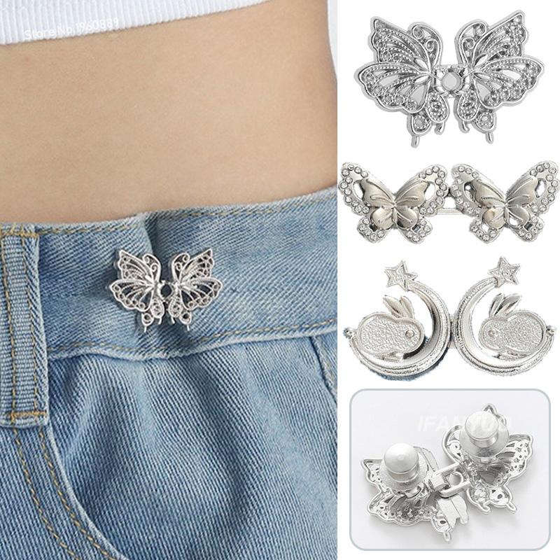 Jeans Button Adjustable Clips For Pant Skirts Waist Tightener Buckle Snap Button Adjuster Butterfly Pin Button Clothing Supplies