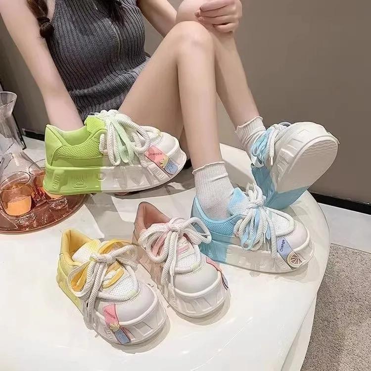 Fashion Luxury New Women's Trendy Versatile Colored Casual Shoes Spring and Autumn Thick Soles Increase Comfort Sports Board Shoes