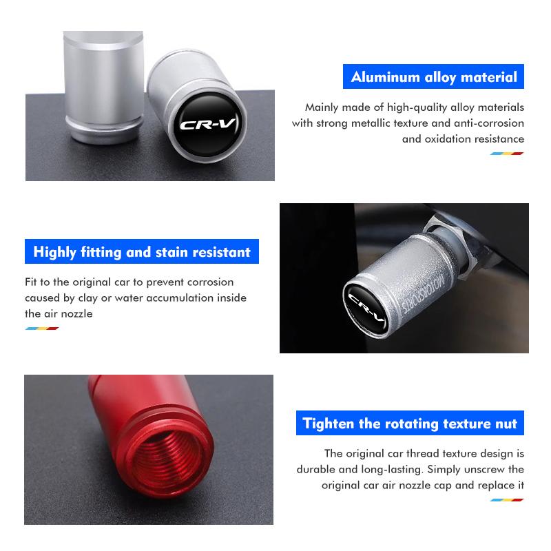 4pcs Car Logo Tire Valve Cover Alloy Wheel Tyre Stem Dust Cap For Honda Accord 9 10 9th 10th 2014 2015 2016 2017 2018 2019 cwvc57