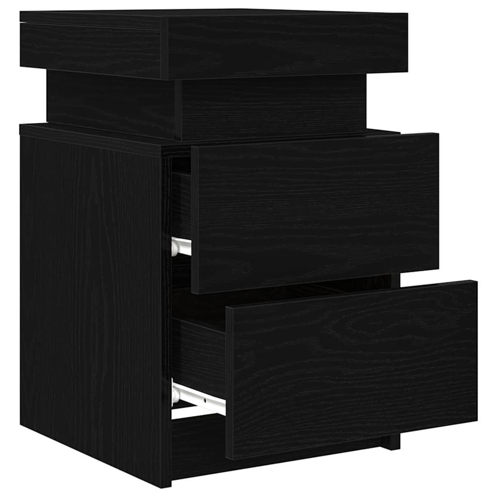 Nightstand Black Oak Effect 35 x 39 x 55 cm Engineered Wood