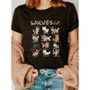 Nimal Love Wolf Fashion Letter Print T-Shirt, Short Sleeve Crew Neck Casual Top for Summer & Spring