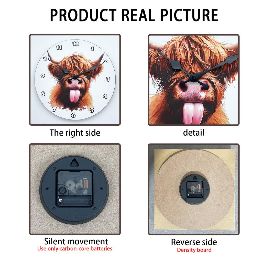 High-Quality Cute High-Quality Countryside High-Quality Highland High-Quality Cow High-Quality Wooden High-Quality Wall High-Quality Clock