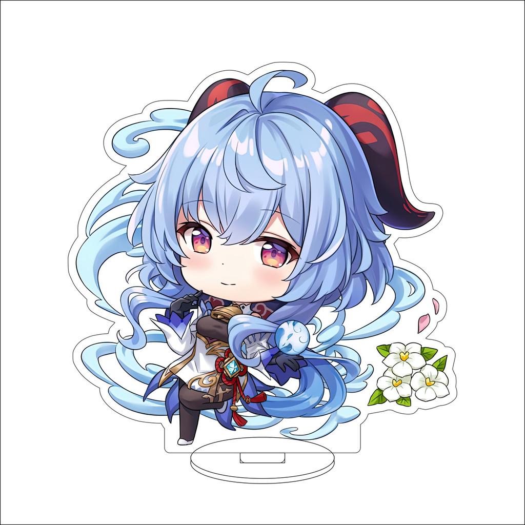 10CM Anime Genshin Impact Figure Stand Model Amamiya Ganyu Cute Desk Decor Standing Sign Gifts