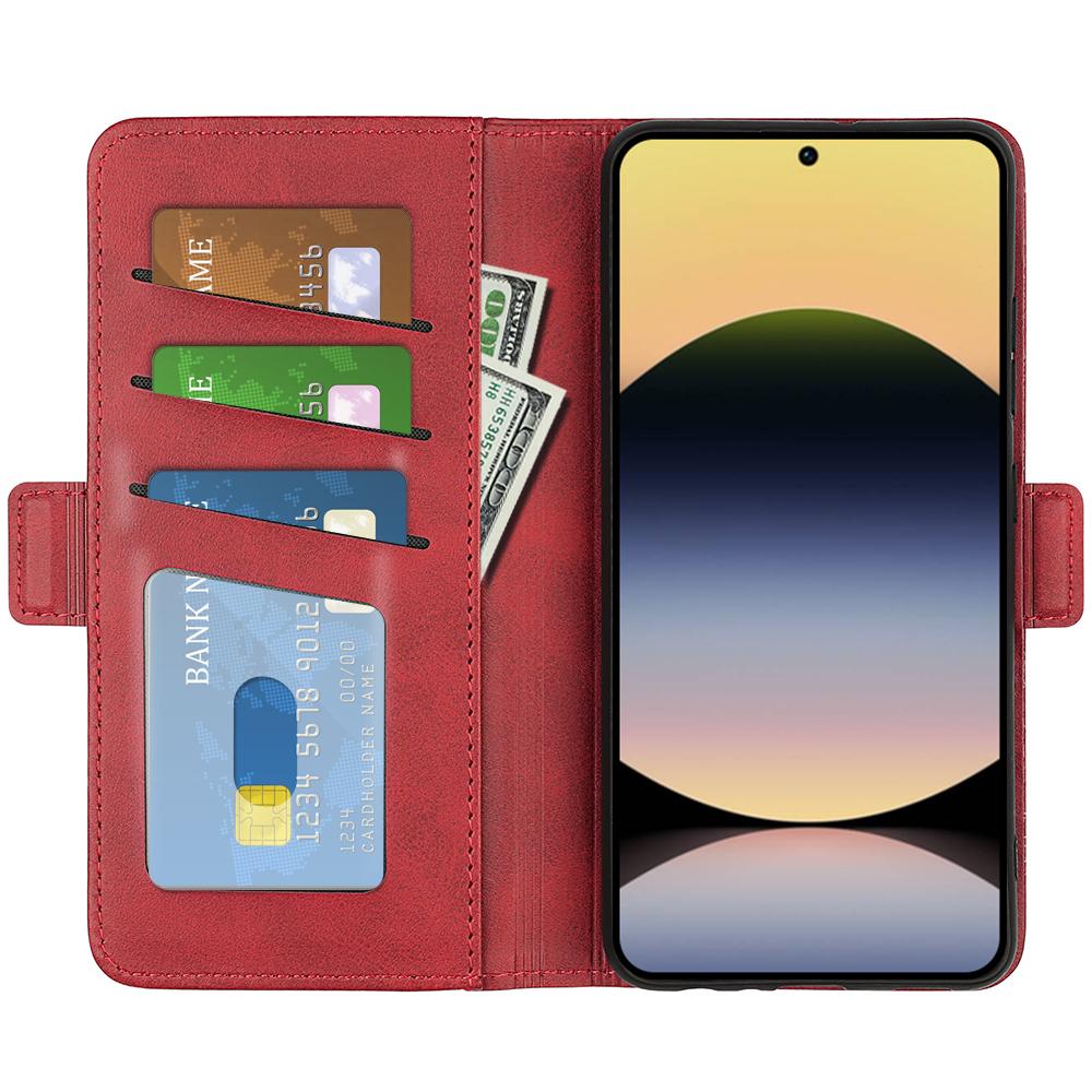 

For Xiaomi Redmi Note 14S 4G Case Calf Texture Leather Wallet Phone Cover Black