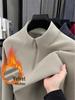 Men's Plush Lined Half-Zip Stand Collar Sweatshirt - Warm Outdoor Base Layer for Autumn & Winter