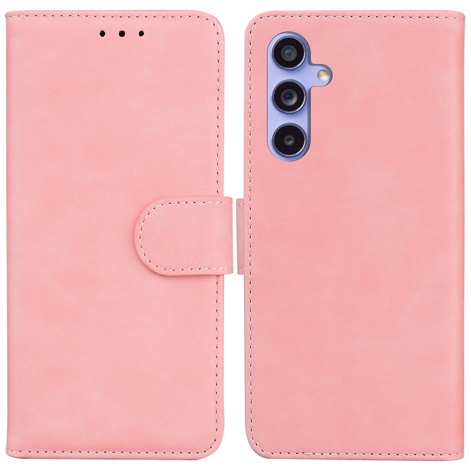 

Для Samsung Galaxy A55 5G чехол однотонный кожаный чехол-кошелек для телефона Pink