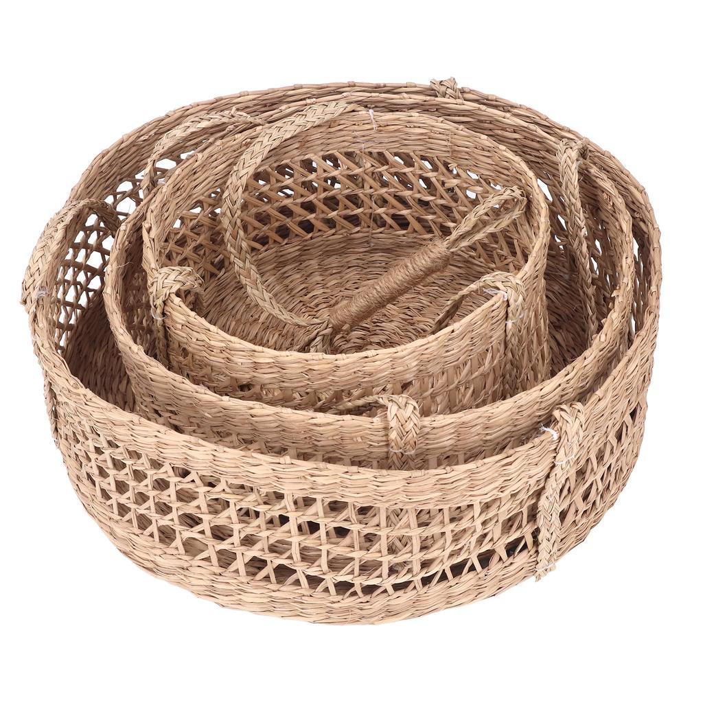 Hanging Fruit Basket Rattan 3 Tiers Multifunctional Foldable Elegant Style Easy Installation