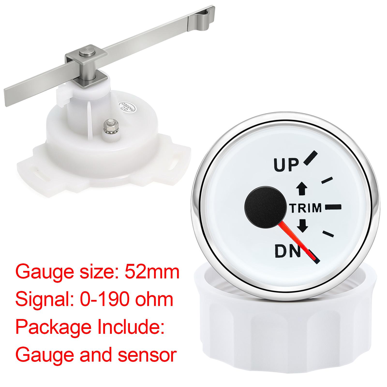 

7 Color LED Backlight 52mm Trim Gauge 0-190ohm Trim Gauge Sensor For 12V 24V Car Boat Marine Boat Vehicles Up-Down Trim Meter R-WS