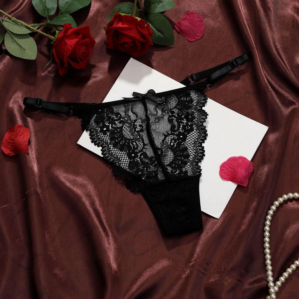 Women's Ultra-Thin Adjustable Lace Thong - Sexy Seamless Low-Waist Briefs