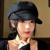Vintage Curled Button Octagonal Beret Women'S High Sense Fashion Literary Newsboy Hat Painter Hat Show Face Small Hat