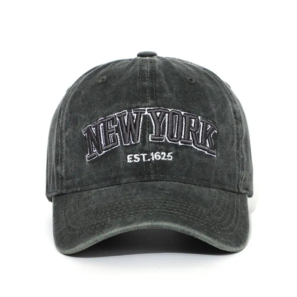 Vintage Grey Baseball Cap For Women Summer American Style Washed Big Head Circumference Hat Versatile Face Slimming Duckbill Cap