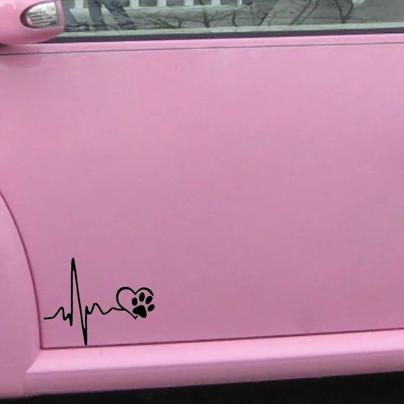 EKG Liebe Hund Pfotenabdruck Aufkleber Auto Fenster Laptop Dekoration Elektrokardiogramm Hund Kreativ Cartoon Niedlich Schwarz/Weiß Zubehör