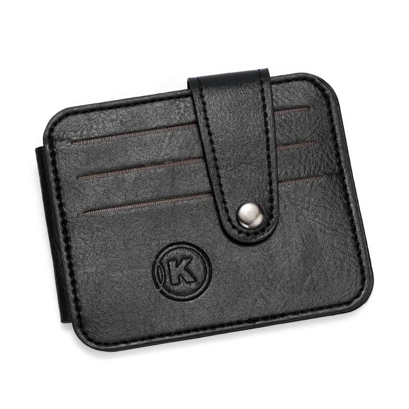 Men’s Slim Card Holder Wallet with ID Window, PU Leather Credit Card Case, Minimalist Front Pocket Wallet, RFID Blocking Card Organizer