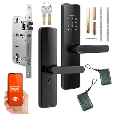 Smart Tuya Wifi Door Handle Lock Cylinder Code RFID Fingerprint