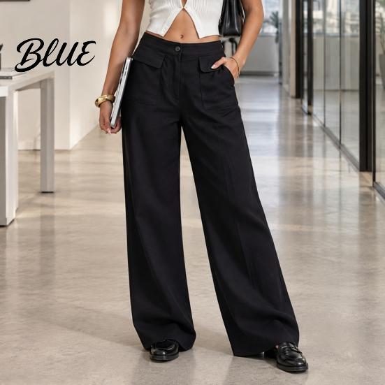 Casual Pants Women Straight Wide Leg Trousers Loose Fit Drapey High Waisted for Work Pants Solid Color Dressy Trousers Office Travel Comfortable