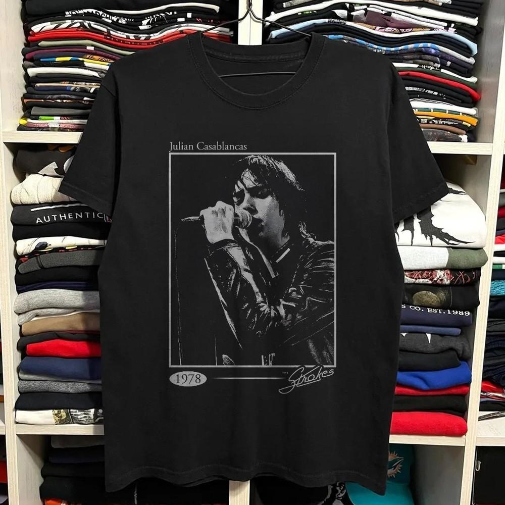 The Strokes Julian Casablancas Black Cotton Basic Unisex TShirt Size S5XL S