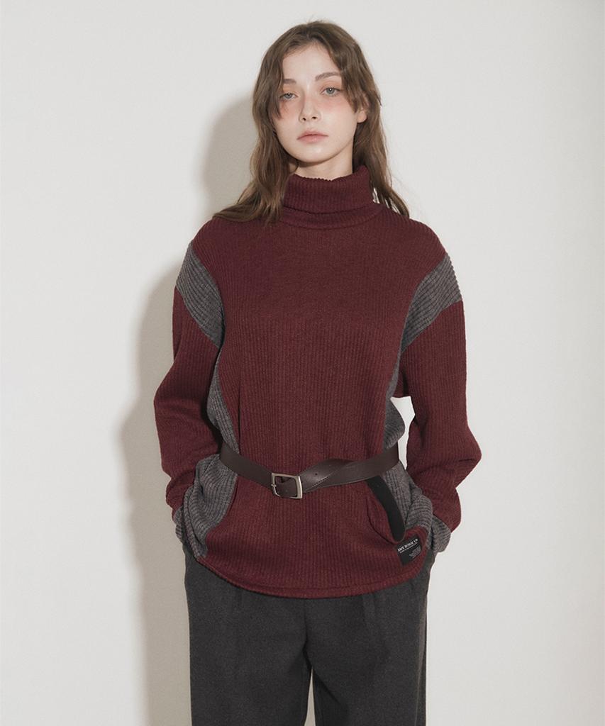 Eoboneoseu Panel Turtleneck Pullover [Burgundy]