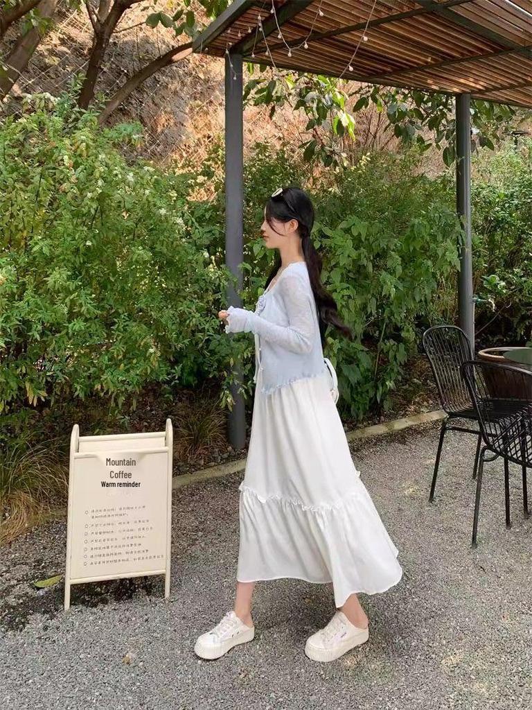 2026 White 'First Love' Sweet Spaghetti Strap Beach Vacation Dress