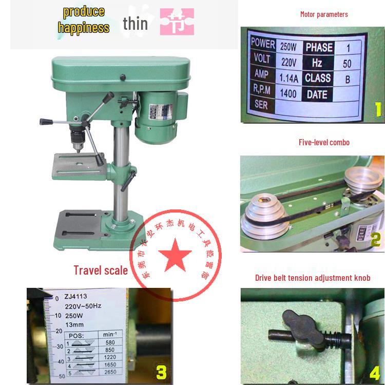 ZHX 13MM Lightweight Mini Bench Drill: Variable Speed Electric Drill Press for Home Woodworking.