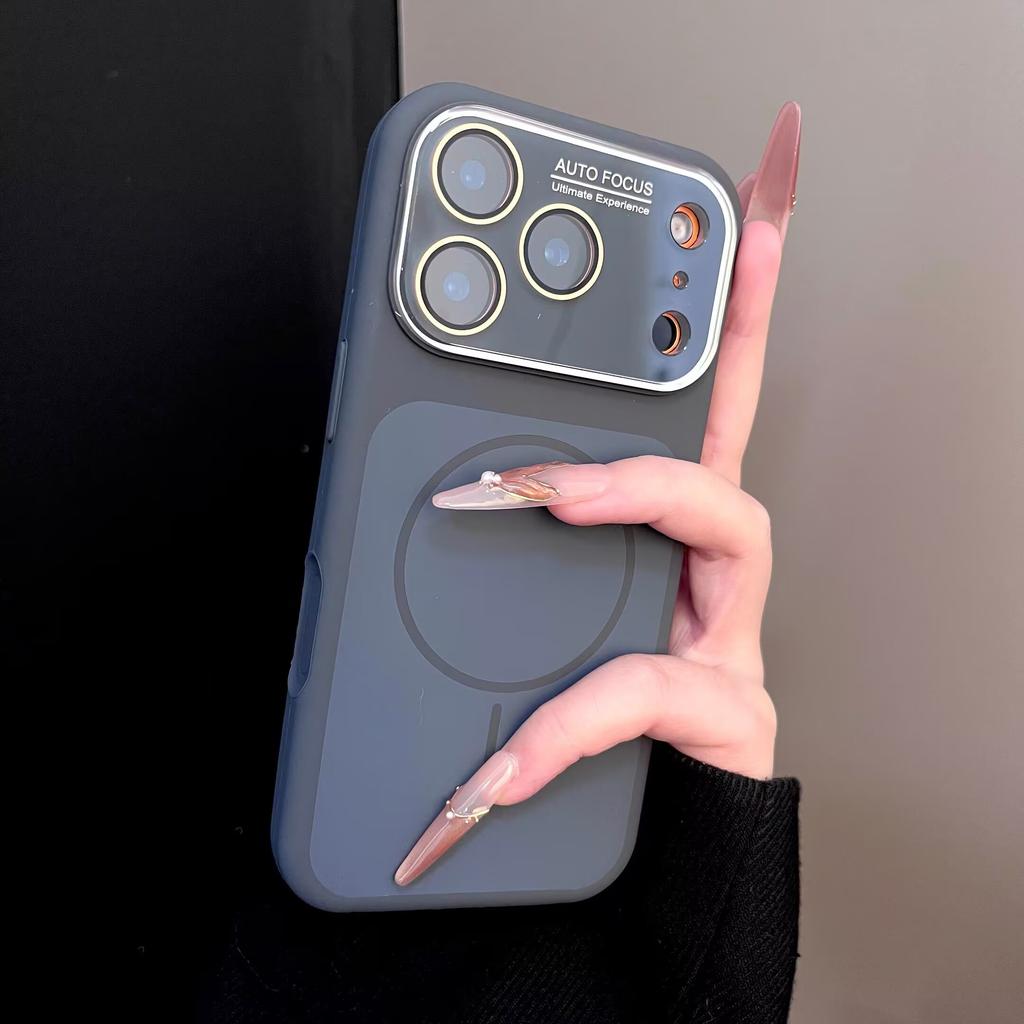 Original Liquid Silicone Matte For Magsafe Charge Phone Case for iPhone 17 Pro 16 15 Pro Max Crystal Lens Protectio Cover