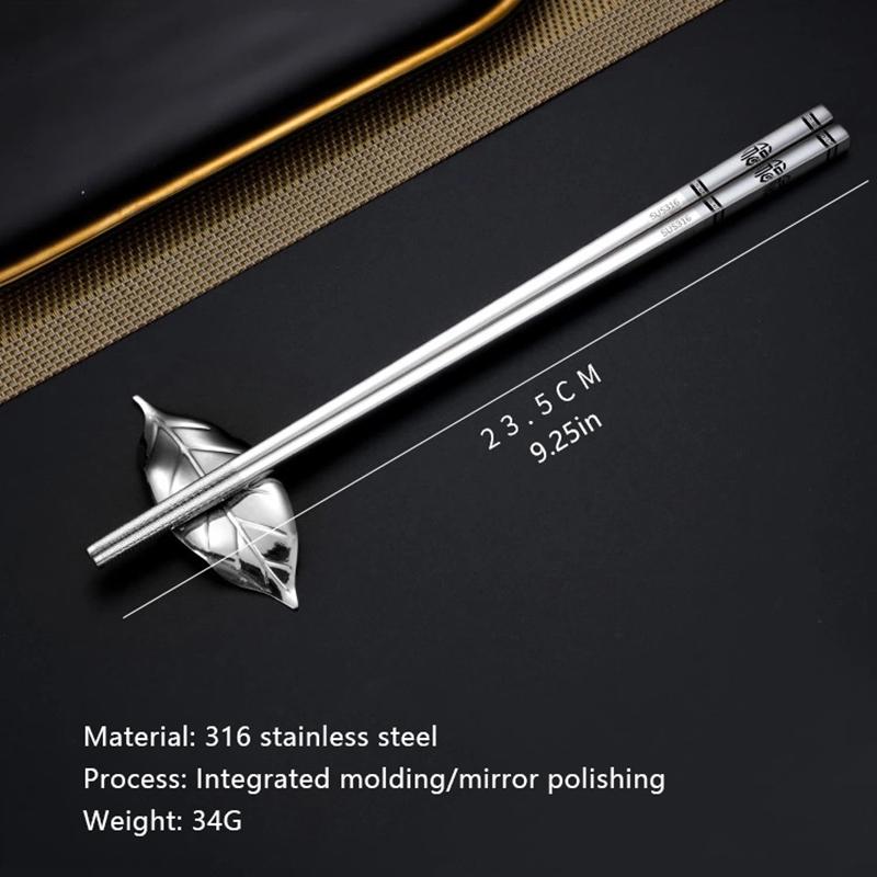 316 Stainless Steel Chopstick Laser Engraving Chinese Chopsticks Antiskid Household Metal Reusable Chopstick Outdoor Tableware