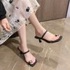 Fashion High-Heeled Shoes Lady Slippers Casual Square Heel Low Jelly Slides Slipers Women Luxury Block Glitter 2025 Summer