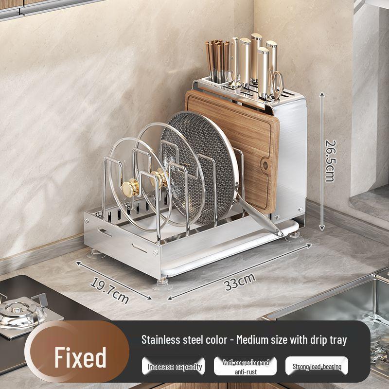 Extendable Stainless Steel Cookware Storage Rack for Kitchen Shelves and Under Sink Cabinets