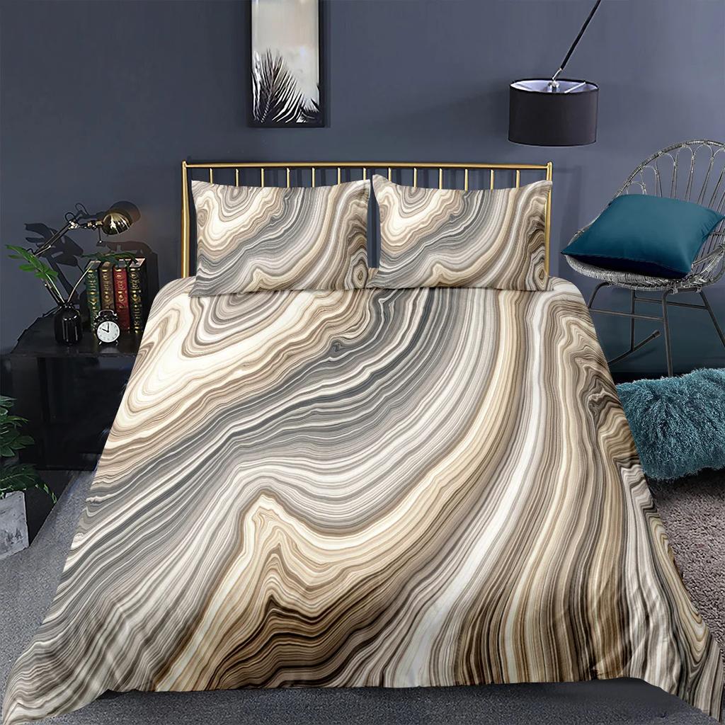 Luxury Black Marble Duvet Cover Set 3d Digital Printing Bed Linen Fashion Marbling Comforter Cover Design Bedding Sets Bed Set