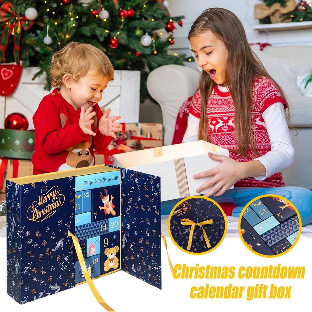 Christmas Calendar Box Refillable Advent 24 Days Christmas Boxes Foldable  Christmas Eve Advent Calendar Gift Filling Empty Box