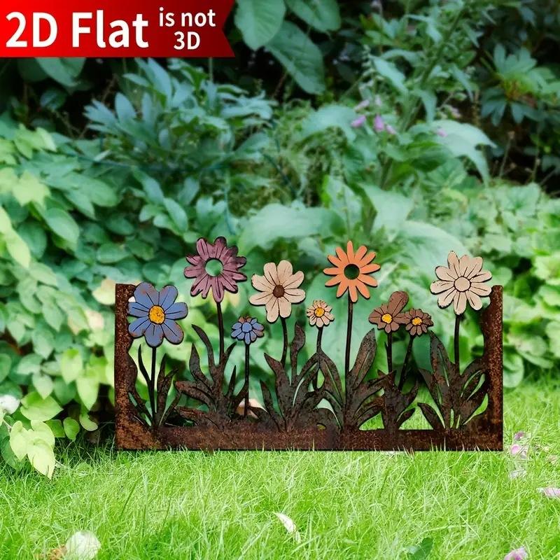1pcs European American Flower Ground Stake Rustic Floral Garden Plug Creative Rural Style Yard Decor Ornament