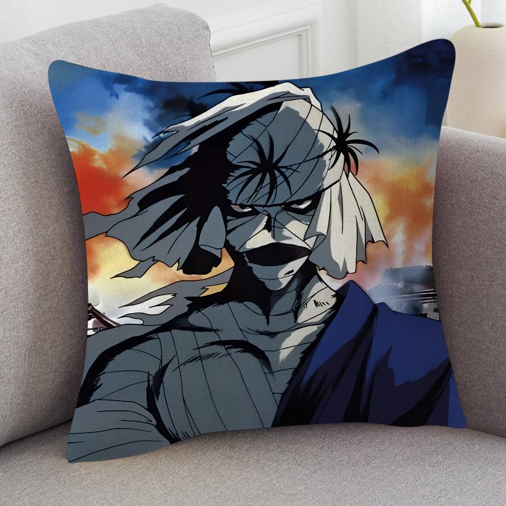 Anime Rurouni Kenshin Cartoon Series Square Pillowcase Soft Waist Sofa Cushion Cover Bedroom Room Pillowcase