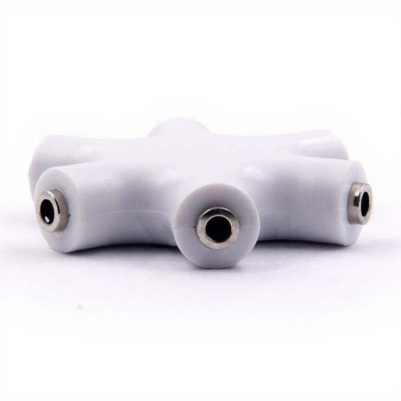 5 Port 3.5mm Music Splitter Adapters For Headphones Speakers Multiple Device Sharing With Gold Plated Connectors Design