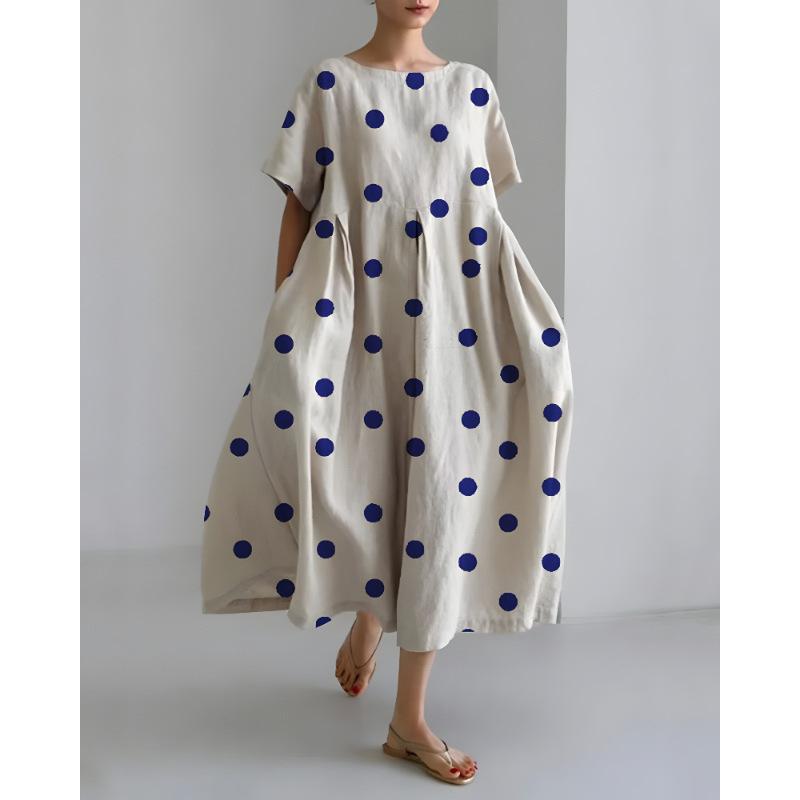 Damen Sommer Übergröße Gestreiftes Print Maxikleid, Lässiges Lockeres Rundhals Kurzarm Oversized A-Linien-Kleid