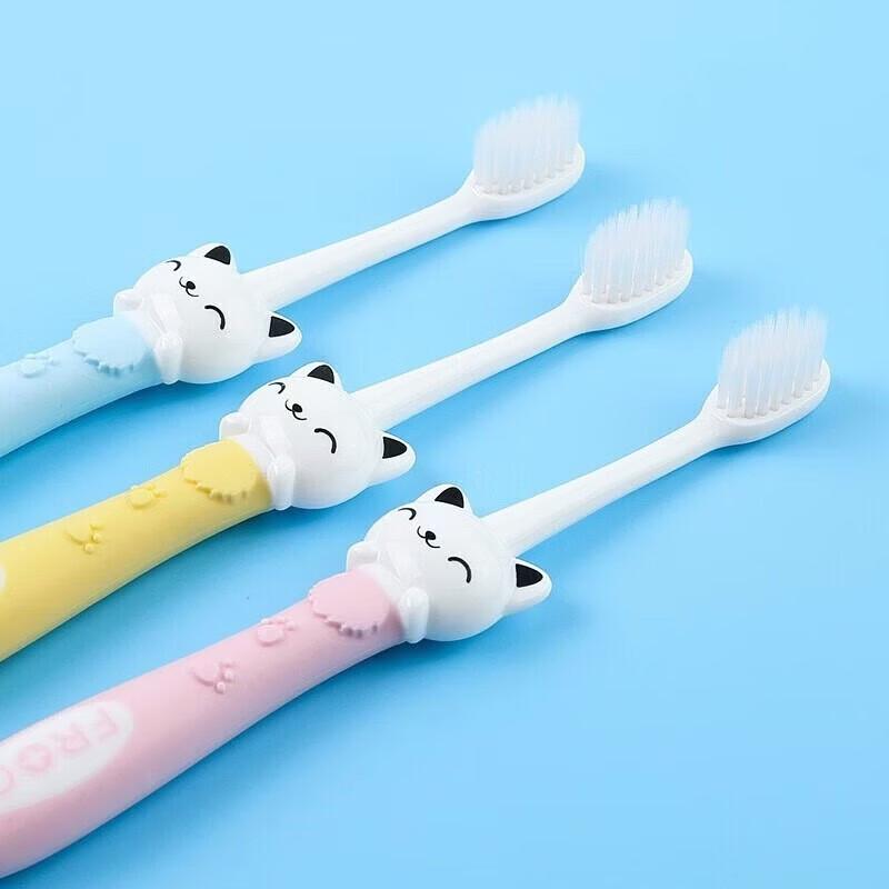 Frog QB816 Miaomiao Cat Children's Soft Bristle Toothbrush 3-Pack