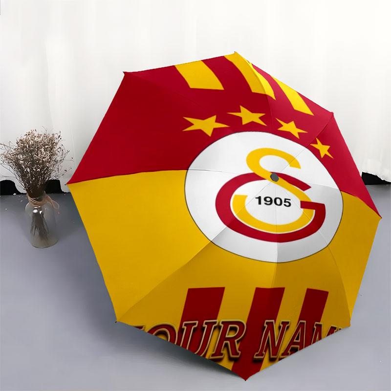 1 PC Automatic Folding Umbrella - Galatasaray S Custom Name Pattern, Portable & Foldable Design with 8 Ribs, Christmas Birthday Gifts