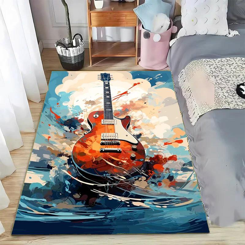 Abstract Art Musical Instruments Rug Print Floor Mat Carpet for Living Room Bedroom Large Soft Carpet Home Children's Room Mat