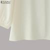 ZANZEA Damen Lässig Rundhals Sommer 3/4 Ärmel Lockere Bluse