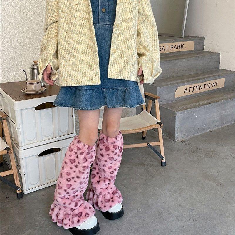 Loose Pile Socks Sweet Beauty Winter Sexy Leopard Print Sock Covers Plush Thick Warm Japanese Spicy Girl Leg Covers