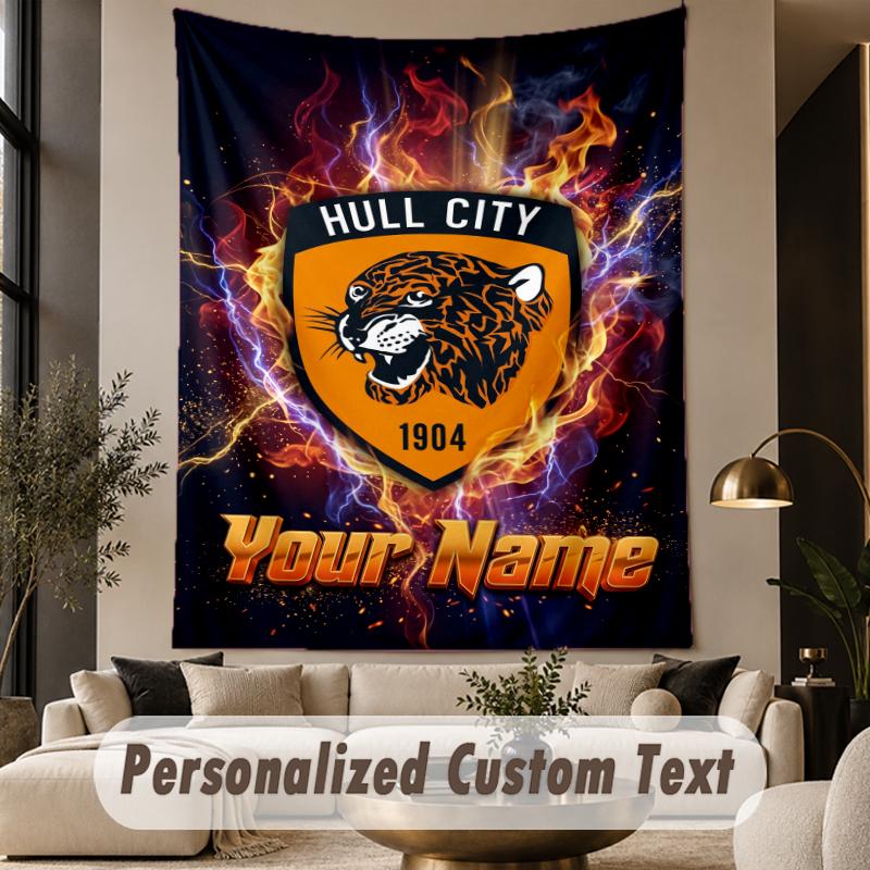 Custom Text Tapestry Hull City Print Wall Tapestry Indoor Living Room Wall Decor