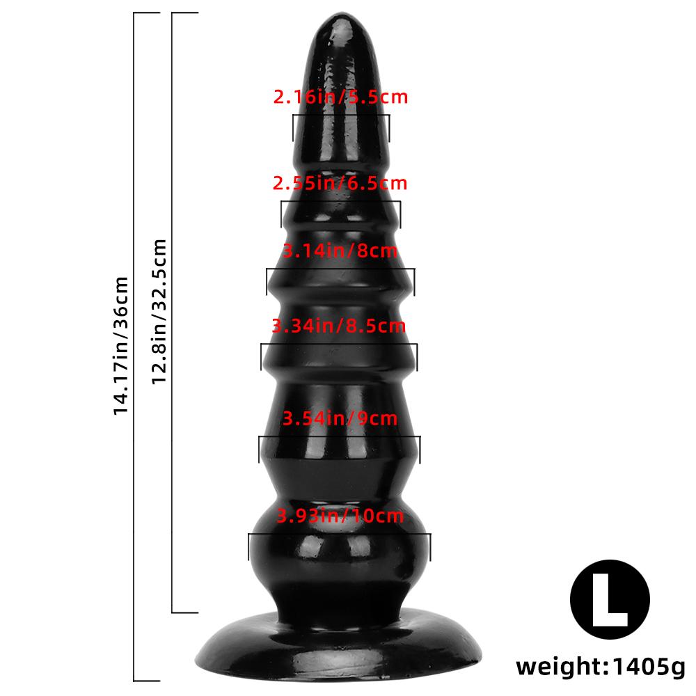 Oversized PVC Black Anal Plug with Suction Cup Sex Toys Fisting  Anal Dilator Big Dildo Slave BDSM