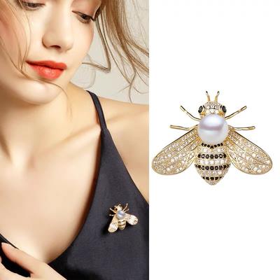 1Pc Insect Series Small Bee Brooch Pearl Brooch Brooch Jewelry Gift