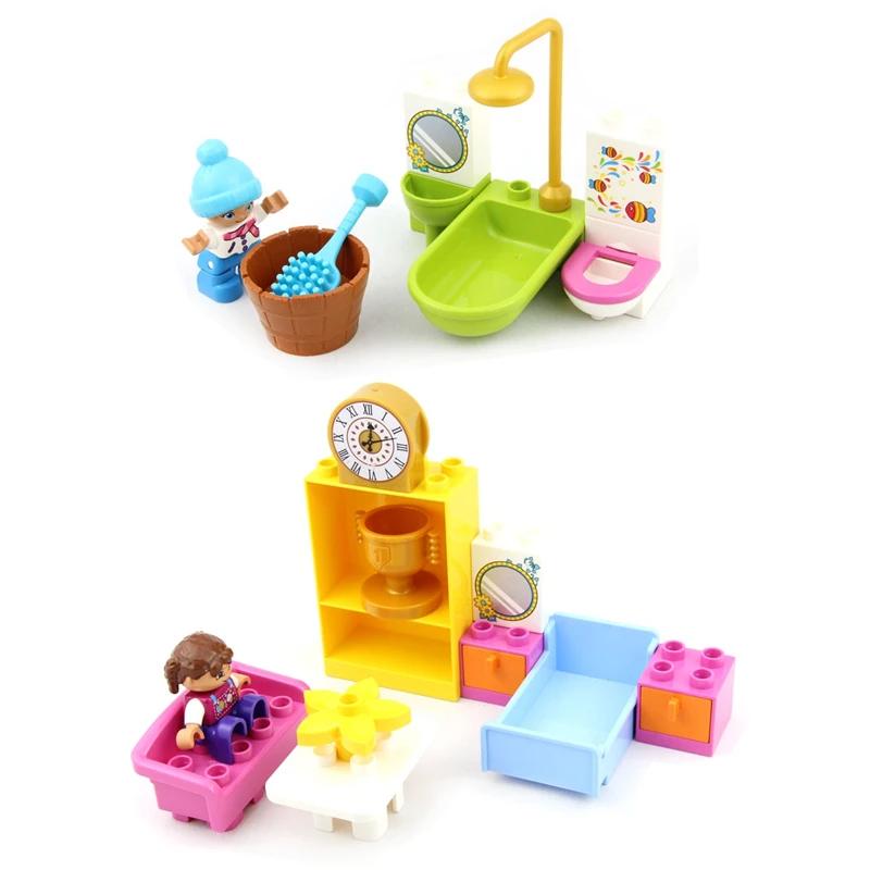 Big Building Blocks Play House Furniture Accessories Indoor Utensil Bed Compatible Large Bricks Assemble Toys Children Kids Gift