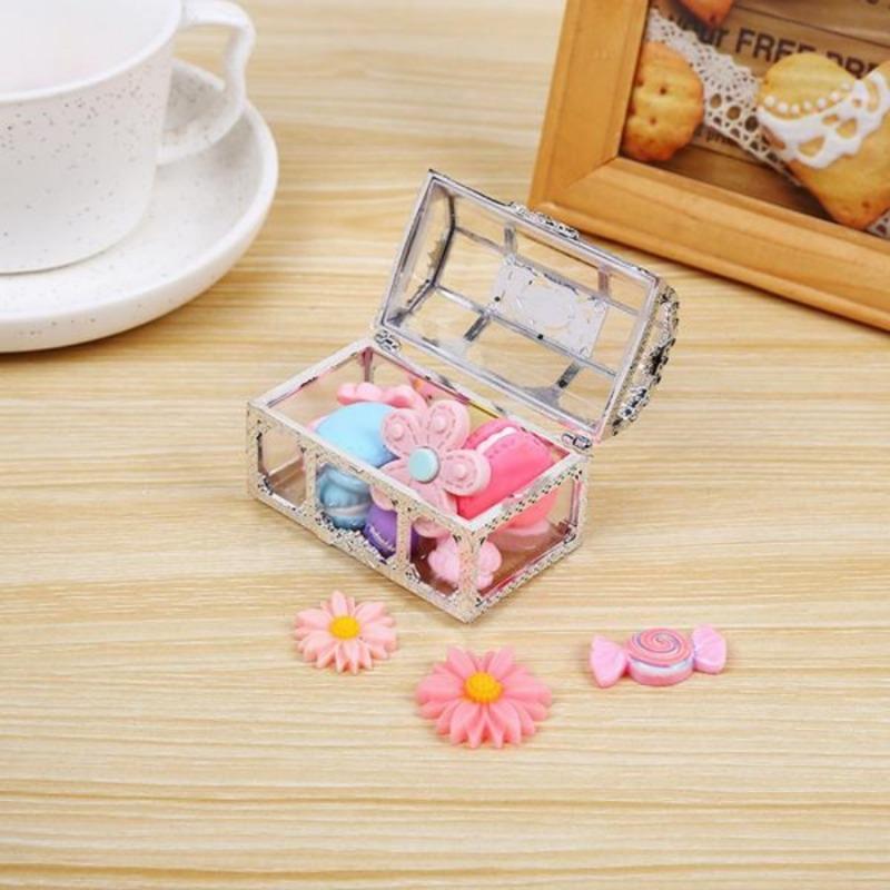 6PCS Plastic Transparent Box Crystal Gem Candy Box Storage Organizer Chest Box Treasure Jewelry