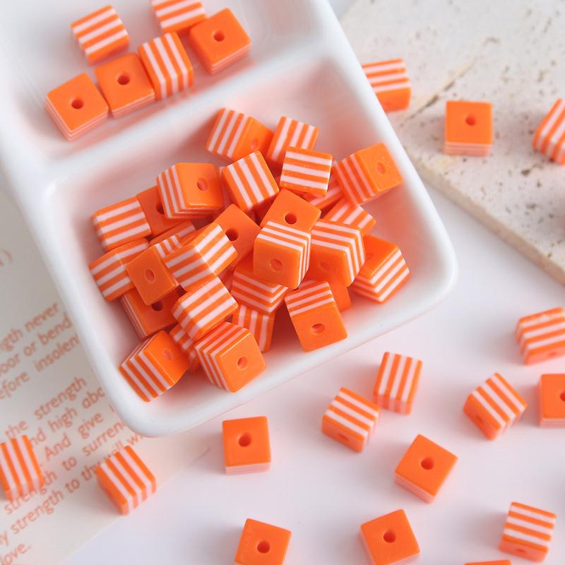 Colorful Square Resin Striped Beads for DIY Necklaces, Bracelets, and Jewelry Accessories