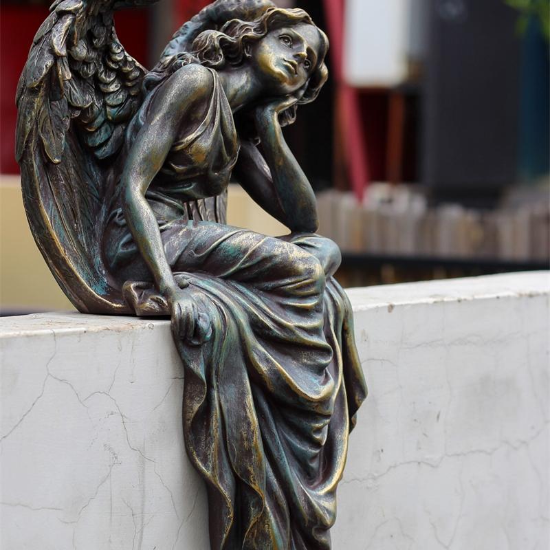Outdoor Garden Resin Angel Ornaments Fairy Courtyard Park Figurines Retro Crafts Villa Garden Sculpture Home Outdoor Decor
