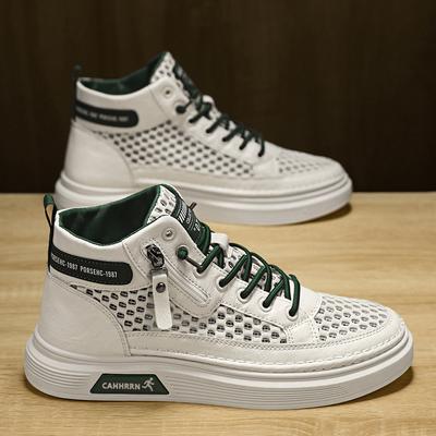 Spring and Summer Men's Shoes New Mesh Breathable Hollow Versatile Thin High-top Board Shoes Men's Casual Net Shoes