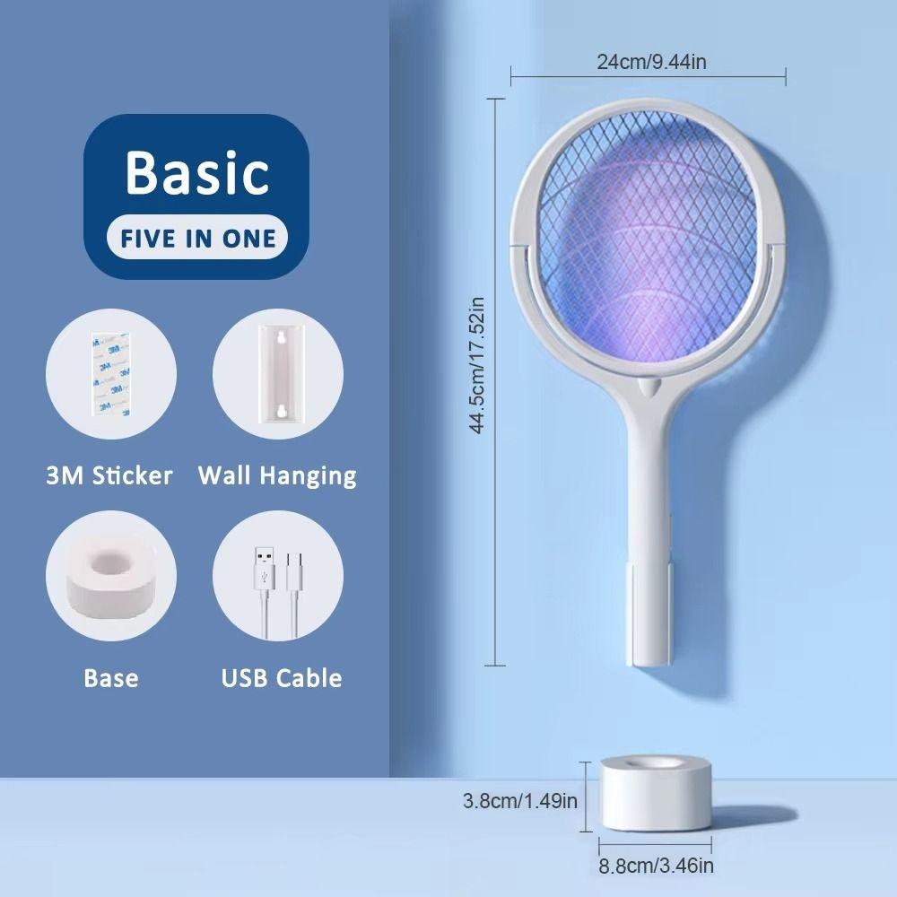 Rechargeable Fly Bug Zapper Multi Angle Adjustment Mosquito Killer Lamp Insect Racket Bedroom