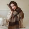Homemade Color Scheme with 35% Wool Blended Retro Plaid Scarf Women's Autumn and Winter Plaid Fringed Soft Warm Scarf