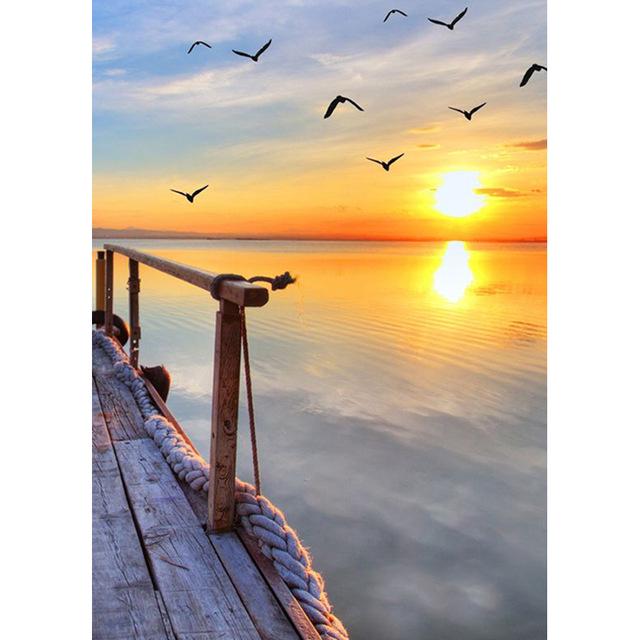 5D Diamond Painting Sea Landscape Tree Flower Diamond Embroidery Round Drill Spring DIY Cross Stitch