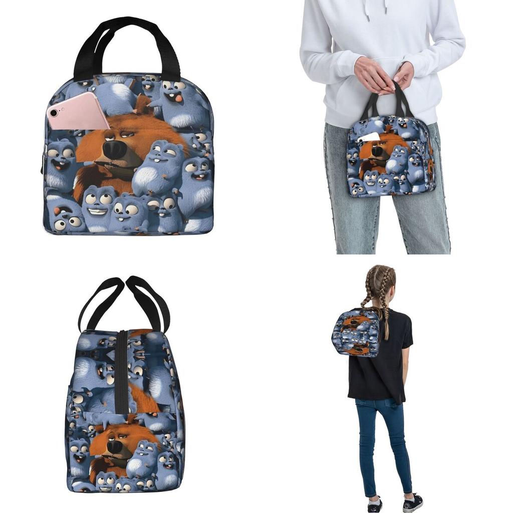 Grizzy And The Lemmings Cartoon Thermal Insulated Lunch Bags for Office Reusable Food Bag Container Cooler Thermal Food Box